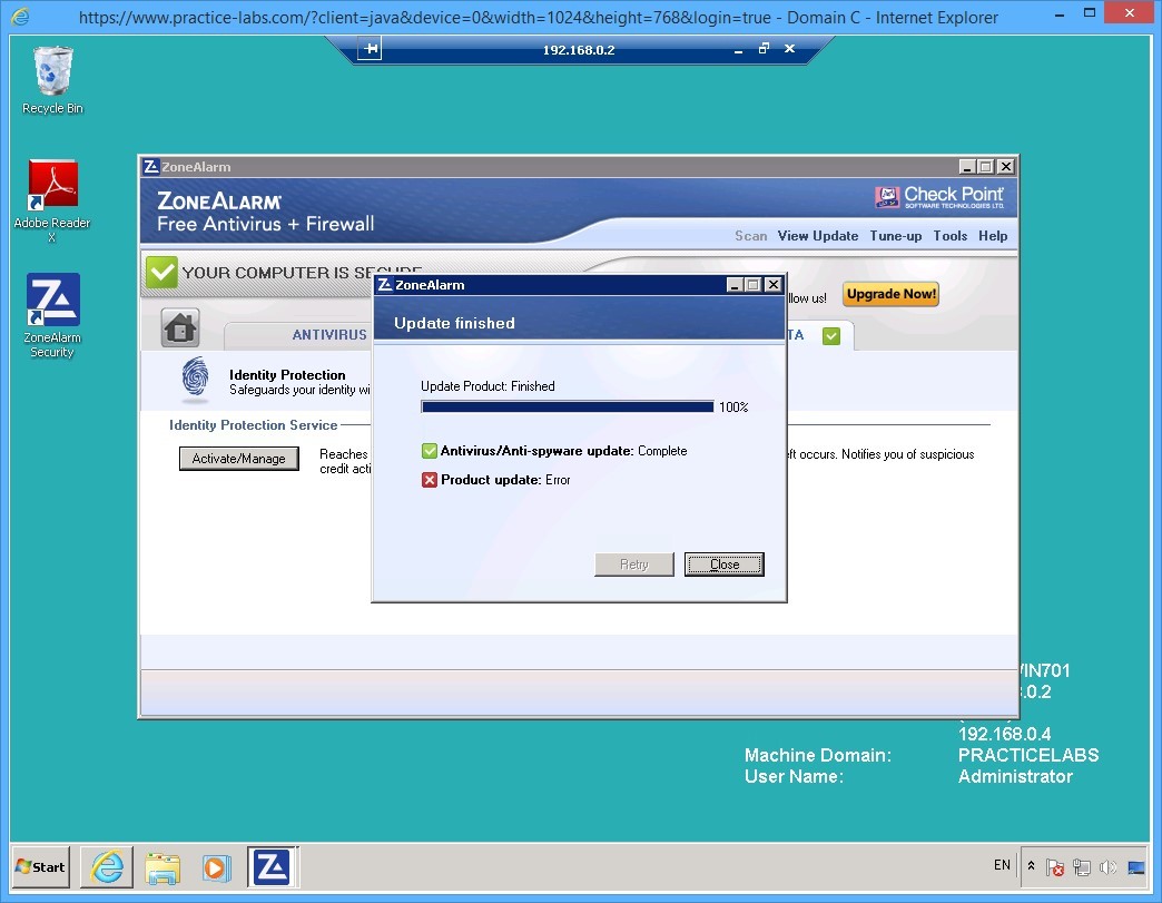 Practice Labs screenshot.